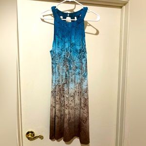 White House Black Market Halter MJ Chemise Dress in Agave Ombre Mykonos Blue